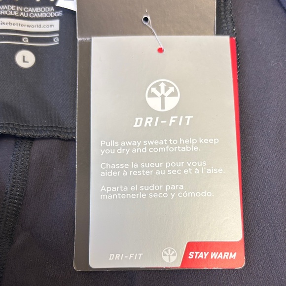 🖤 Nike Dri-FIT/Stay Warm Leggings Black Gray Striped Women NWT Stretch 🖤 - Picture 9 of 17